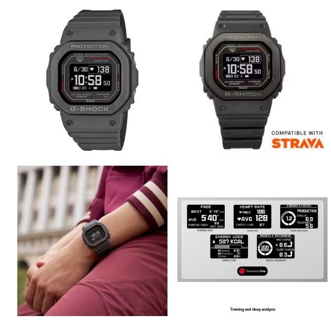 Casio G-Shock DW-H5600MB-8 Grey Band & Bezel Bluetooth Heart Rate Mobile Link Tough Solar Unisex Sports Watch