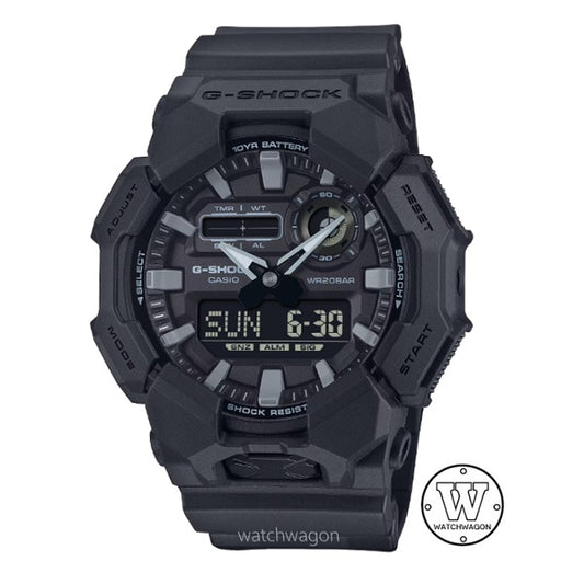 Casio G-Shock GA-010-1A1 Full Black Resin Band 10-Years Battery Life Analog Digital Gents Sports Watch Large Case