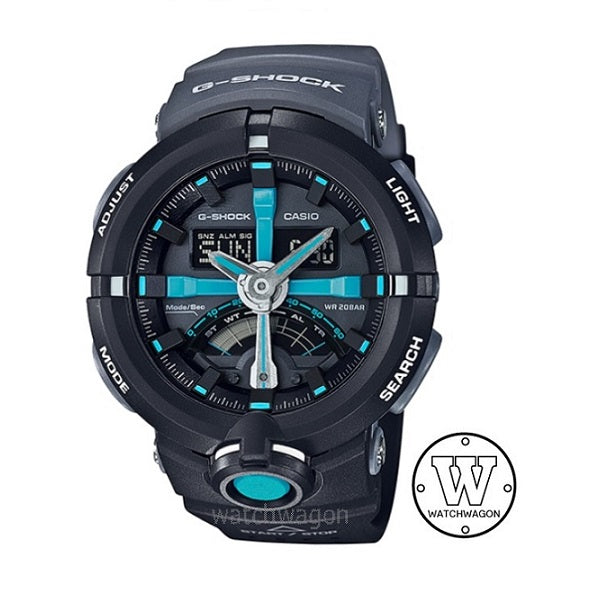 Casio G-Shock GA-500P-1A Analog Digital Black Grey Blue Resin Band Gents Sports Watch GA-500 GA500
