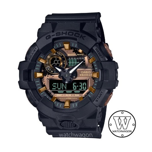 Casio G-Shock GA-700RC-1A Rusted Iron Black Gold Analog Digital Gents Watch