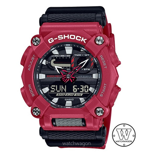 Casio G-Shock GA-900-4A Black Dial and Red Resin Band Sports Watch GA900