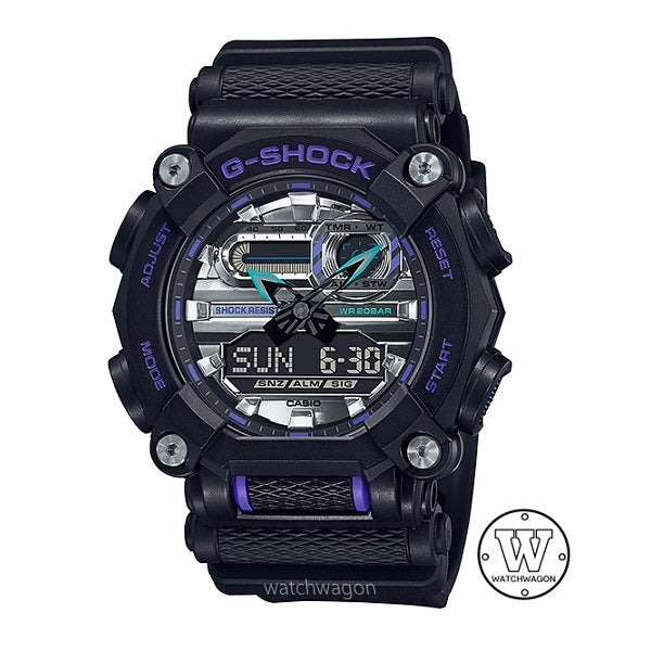 Casio G-Shock GA-900AS-1A Black and Purple Analog-Digital Resin Band Sports Watch  ga-900  ga900
