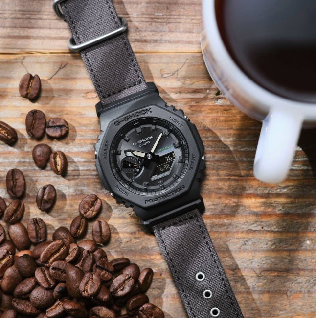 Casio G-Shock GA-B2100CT-1A5 Dark Brown Cotton Cloth Band Tough Solar Bluetooth Smart Link Analog Digital Gents Watch ga-b2100