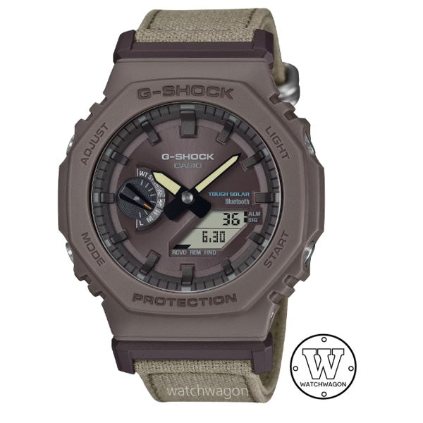 Casio G-Shock GA-B2100CT-5A Brown Cotton Cloth Band Brown Bezel Tough Solar Bluetooth Smart Link Analog Digital Gents Watch ga-b2100