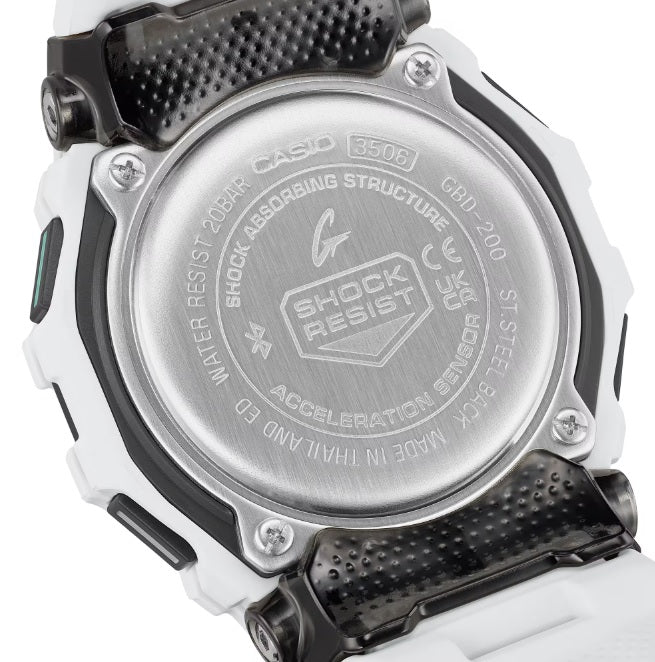 Casio G-Shock GBD-200-7 G-SQUAD Whhite Bluetooth Mobile Link Accelerometer Digital Unisex Sports Watch gbd200