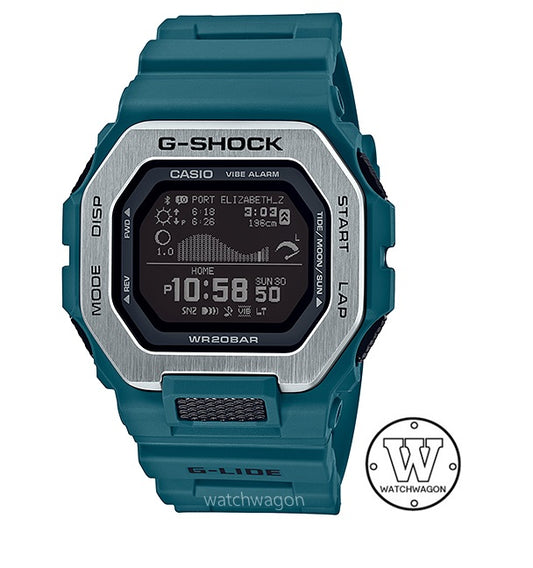 Casio G-Shock GBX-100-2 G-LIDE Bluetooth Mobile Link Moon Data Unisex Metal Bezel Blue Resin Band Sports Watch