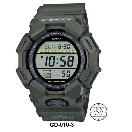 Casio G-Shock GD-010-3 Resin Band 10-Years Battery Life Digital Display Sports Watch gd-010-3D