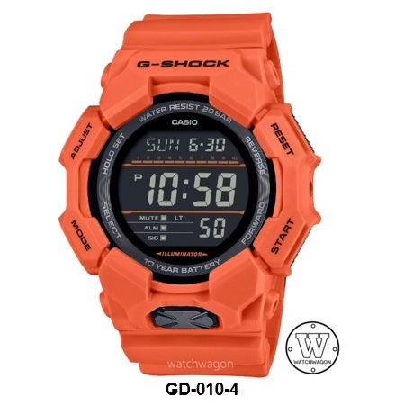 Casio G-Shock GD-010-4 Resin Band 10-Years Battery Life Digital Display Sports Watch gd-010-4D