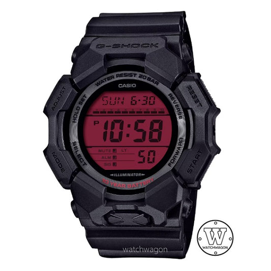 Casio G-Shock GD-010BBR-1 Maroon Dial Black Resin Band 10-Years Battery Life Digital Display Sports Watch