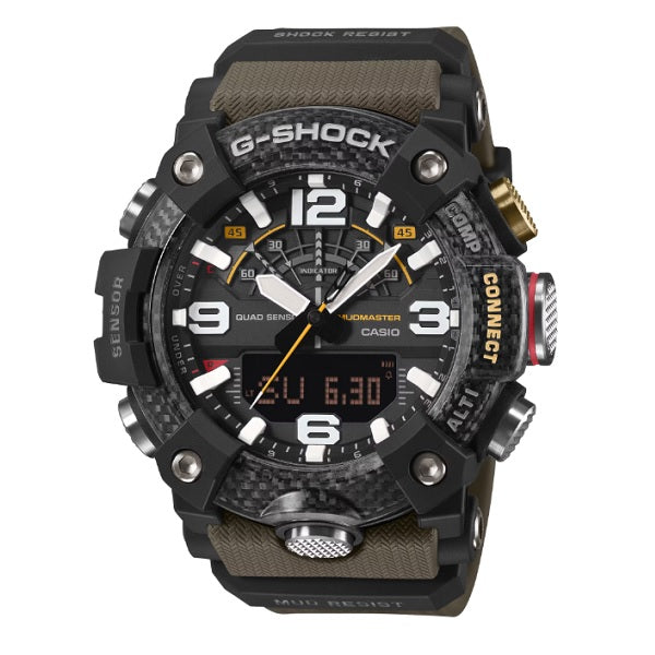 Casio G-Shock GG-B100X-1A3 Green Mudmaster Quad Sensors Bluetooth Mobile Link Carbon Fiber Insert Resin Bezel GG-BX100 GGB100
