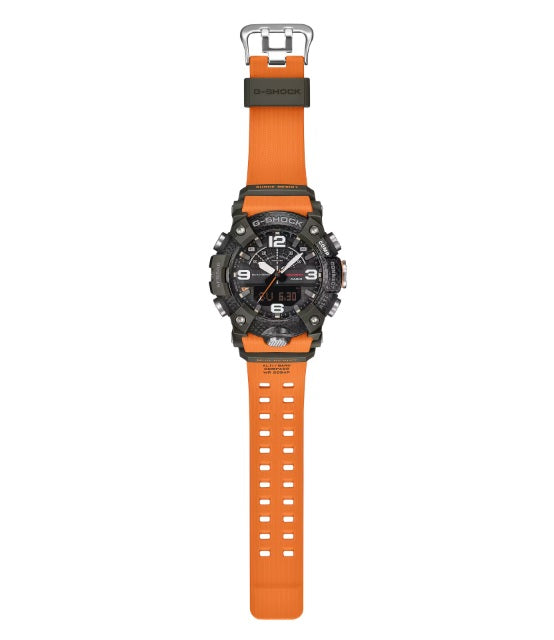 Casio G-Shock GG-B100X-1A9 Black Orange Mudmaster Quad Sensors Bluetooth Mobile Link Carbon Fiber Insert Resin Bezel GG-BX100 GGB100