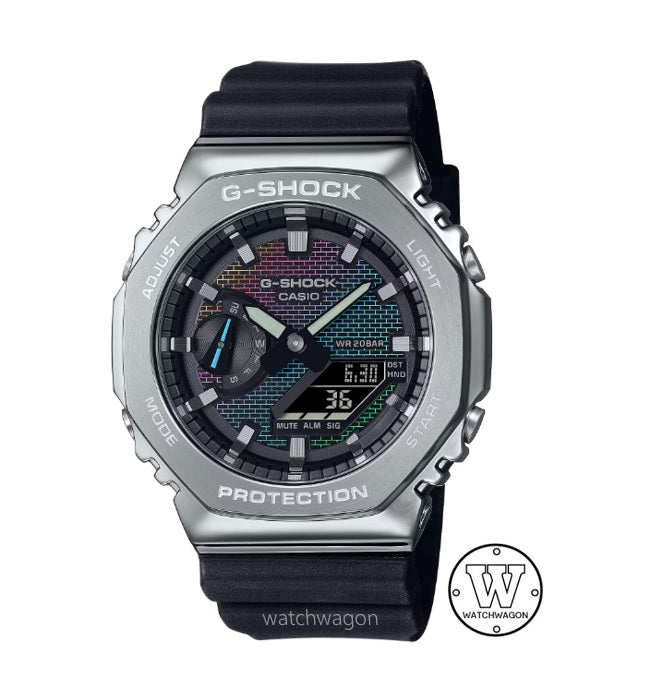 Casio G-Shock GM-2100RW-1A Metal Bezel Resin Band Rainbow Brick Theme Ana Digi Watch CASIOAK gm-2100 gm2100
