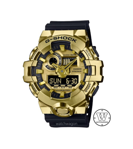 Casio G-Shock G-STEEL GM-700G-9A Gold Tone Metal Bezel Black Resin Band Analog Digital Gents Watch gm-700