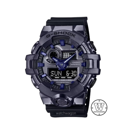 Casio G-Shock G-STEEL GM-700P-6A Purple Metal Bezel Black Resin Band Analog Digital Gents Watch gm-700