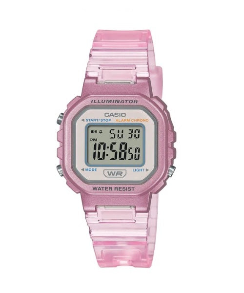 Casio LA-20WHS-4A Pink Translucent Resin Band and Bezel Small Kid's & Ladies Digital Watch Case 5 years battery life