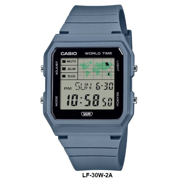 Casio LF-30W-2A World Map World Time Blue Digital Unisex Sports Watch