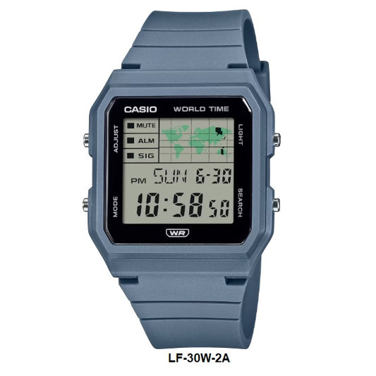 Casio LF-30W-2A World Map World Time Blue Digital Unisex Sports Watch