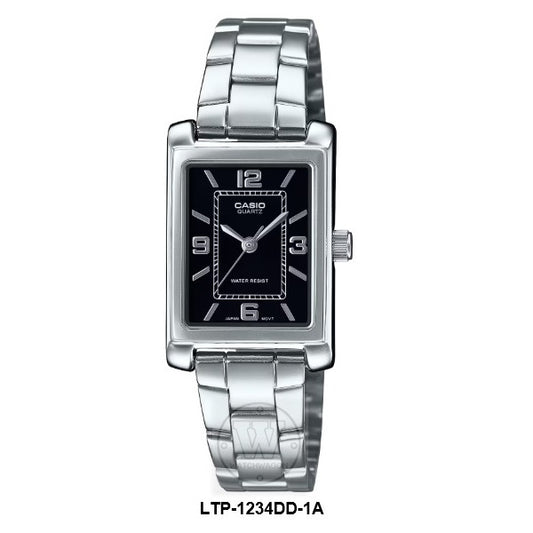 Casio LTP-1234DD-1A Black Dial Small Analog Quartz Ladies Dress Watch