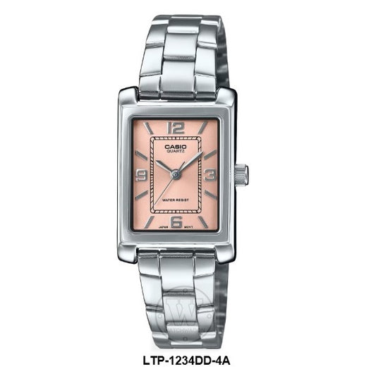 Casio LTP-1234DD-4A Pink Dial Small Analog Quartz Ladies Dress Watch