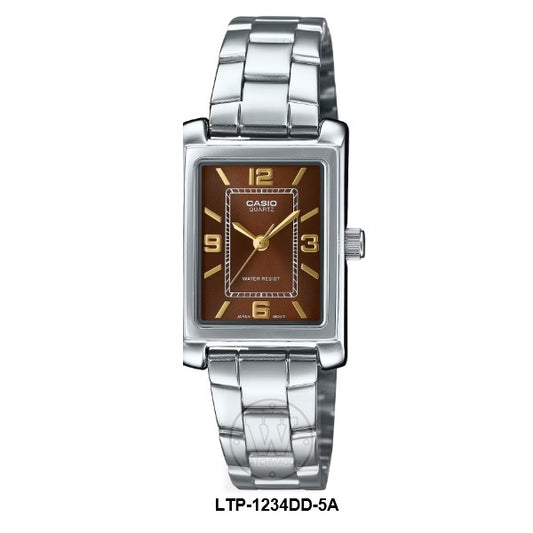 Casio LTP-1234DD-5A Brown Dial Small Analog Quartz Ladies Dress Watch