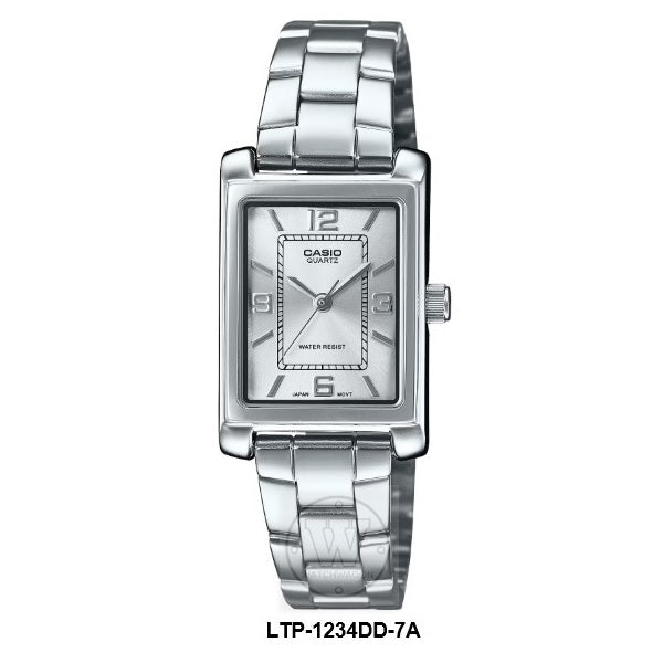 Casio LTP-1234DD-7A Silver Dial Small Analog Quartz Ladies Dress Watch