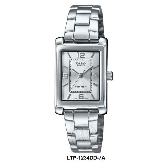 Casio LTP-1234DD-7A Silver Dial Small Analog Quartz Ladies Dress Watch