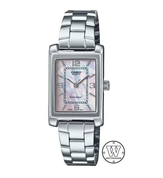 Casio LTP-1234DS-4A Mother of Pearl Pink Dial Small Analog Quartz Ladies Dress Watch