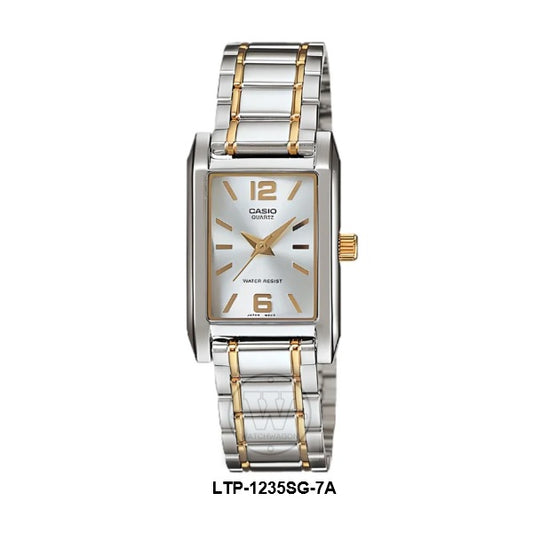 Casio LTP-1235SG-7A Small Two Tone Ladies Quartz Watch Steel Bracelet Case Width 20mm LTP-1235