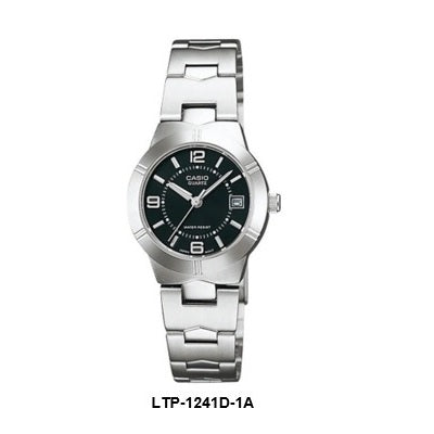 Casio Enticer LTP-1241D-1A Black Dial Small Women Quartz Dress Watch Case Size 25 mm
