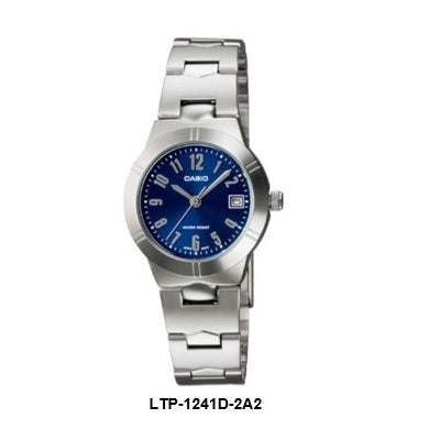 Casio Enticer LTP-1241D-2A2 Blue Dial Small Women Quartz Dress Watch Case Size 25 mm