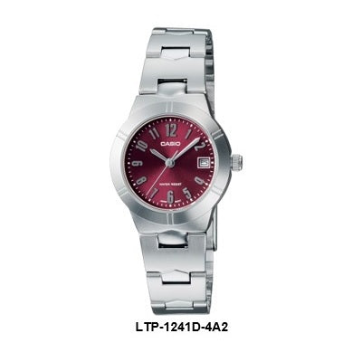 Casio Enticer LTP-1241D-4A2 Maroon Dial Small Women Quartz Dress Watch Case Size 25 mm