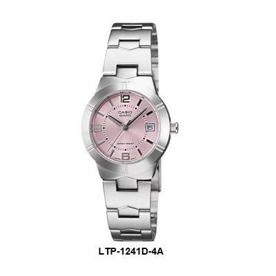 Casio Enticer LTP-1241D-4A Pink Dial Small Women Quartz Dress Watch Case Size 25 mm