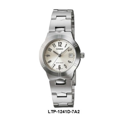 Casio Enticer LTP-1241D-7A2 Silver Dial Small Women Quartz Dress Watch Case Size 25 mm