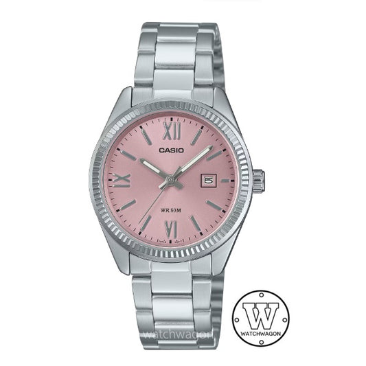 Casio LTP-1302DD-4A1 Pink Dial Ladies Analog Quartz Watch Steel Bracelet Date