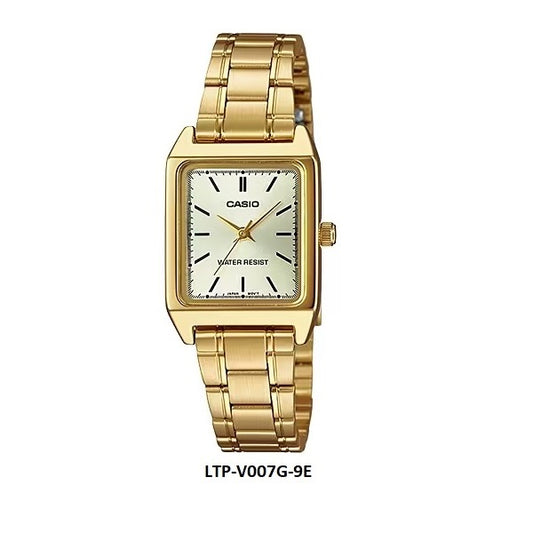 Casio LTP-V007G-9E Full Gold Tone Ladies Analog Watch with steel bracelet ltp-v007