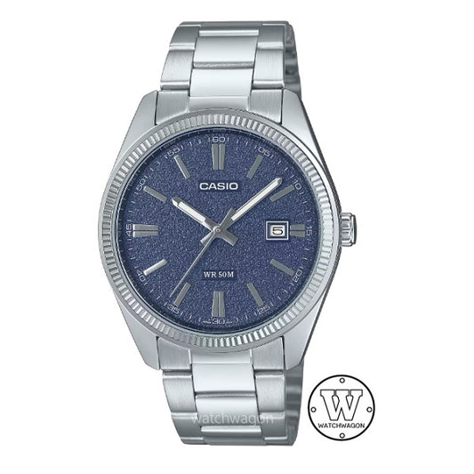 Casio MTP-1302DA-2A1 Blue Matte Textured Dial Analog Gents Watch 38.5mm Case Size