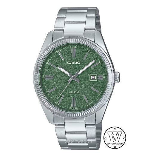 Casio MTP-1302DA-3A Green Matte Textured Dial Analog Gents Watch 38.5mm Case Size