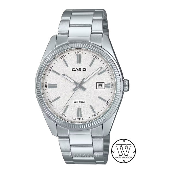 Casio MTP-1302DA-7A White Matte Textured Dial Analog Gents Watch 38.5mm Case Size