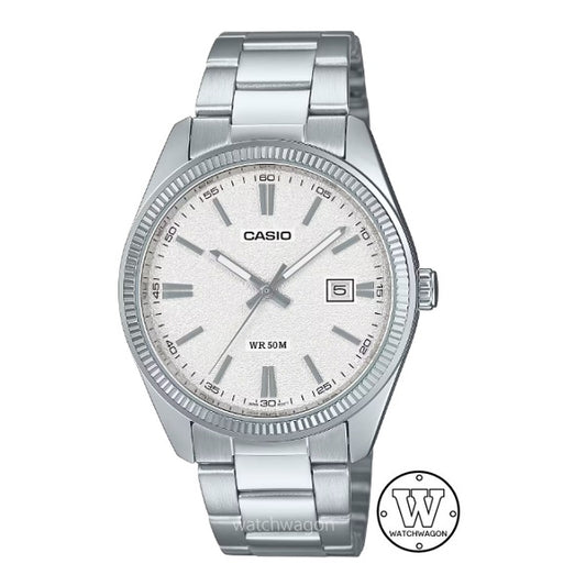 Casio MTP-1302DA-7A White Matte Textured Dial Analog Gents Watch 38.5mm Case Size