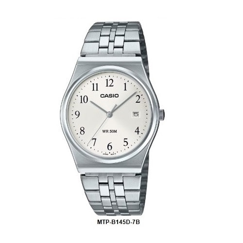 Casio MTP-B145D-7B Silverish White Dial Retro Analog Quartz Unisex Watch