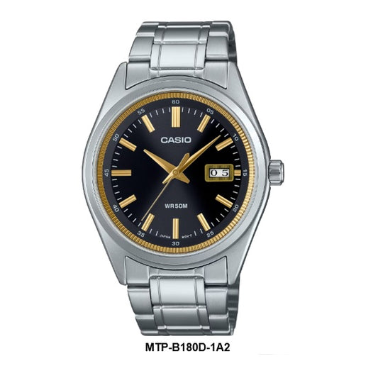 Casio MTP-B180D-1A2 Analog Gents Quartz Watch Date Display Steel Bracelet