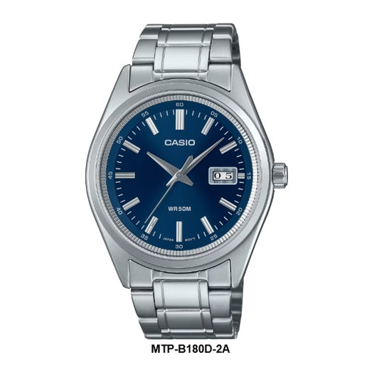 Casio MTP-B180D-2A Analog Gents Quartz Watch Date Display Steel Bracelet