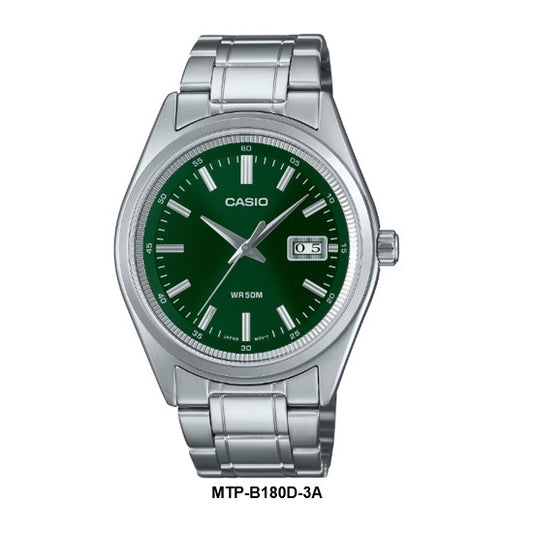 Casio MTP-B180D-3A Analog Gents Quartz Watch Date Display Steel Bracelet
