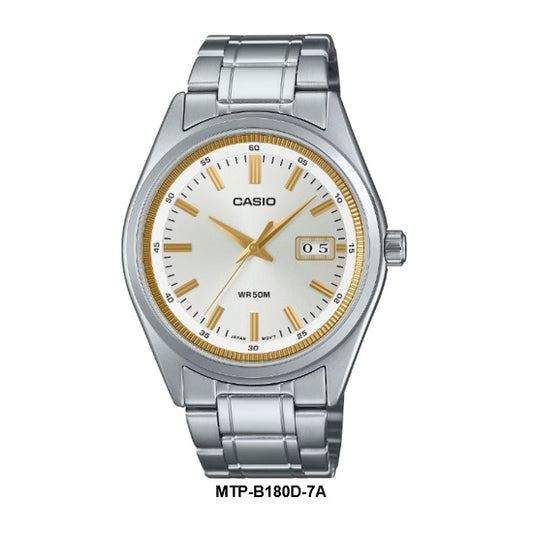 Casio MTP-B180D-7A Analog Gents Quartz Watch Date Display Steel Bracelet