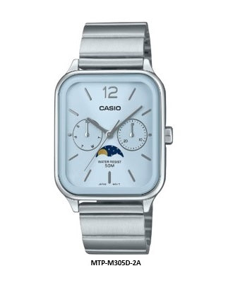 Casio MTP-M305D-2A Blue Dial Moon Phase Analog Quartz Unisex Watch