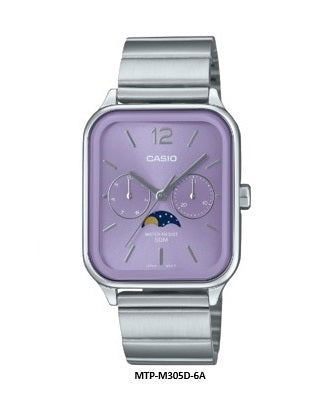 Casio MTP-M305D-6A Purple Dial Moon Phase Analog Quartz Unisex Watch