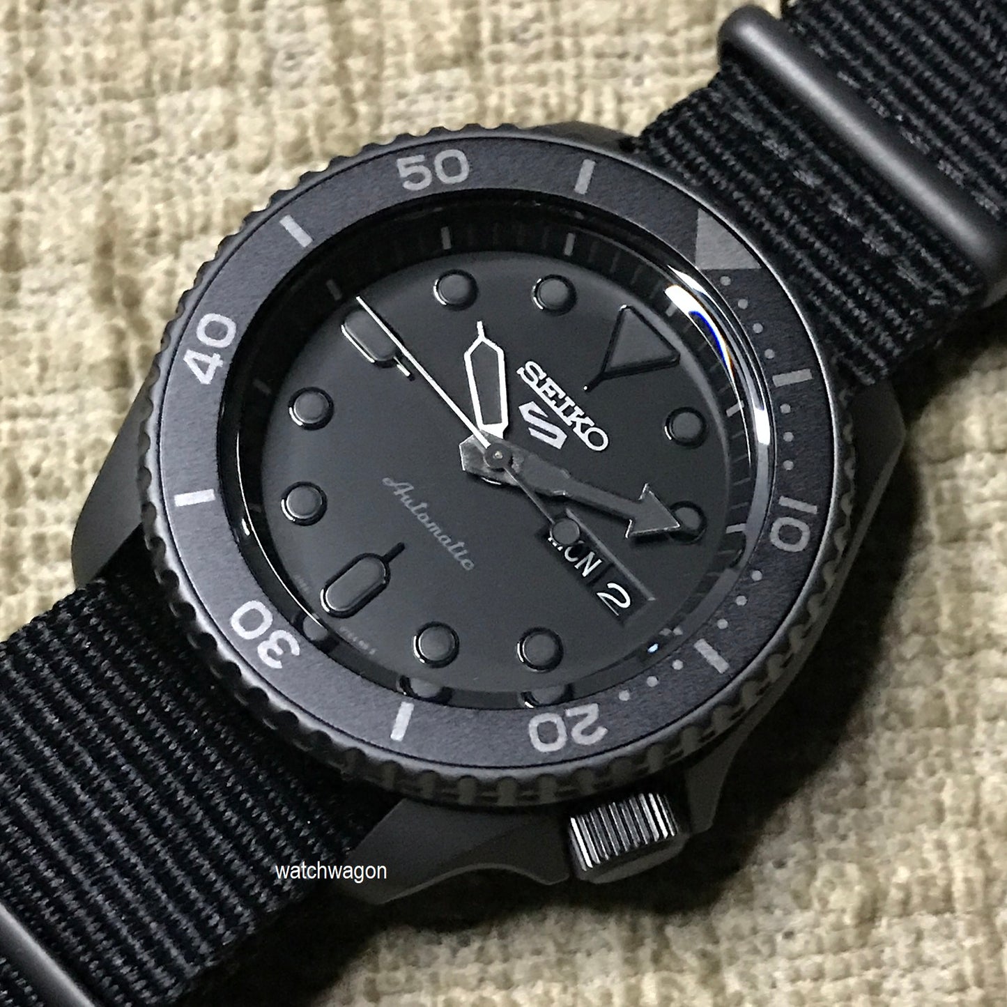 Seiko 5 Sports SRPD79K1 Japan Movement Stealth Automatic Gents Watch with Nylon Strap