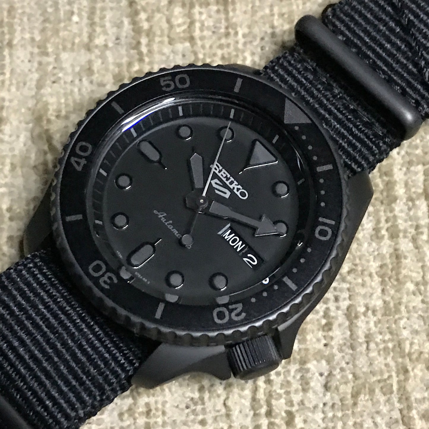 Seiko 5 Sports SRPD79K1 Japan Movement Stealth Automatic Gents Watch with Nylon Strap