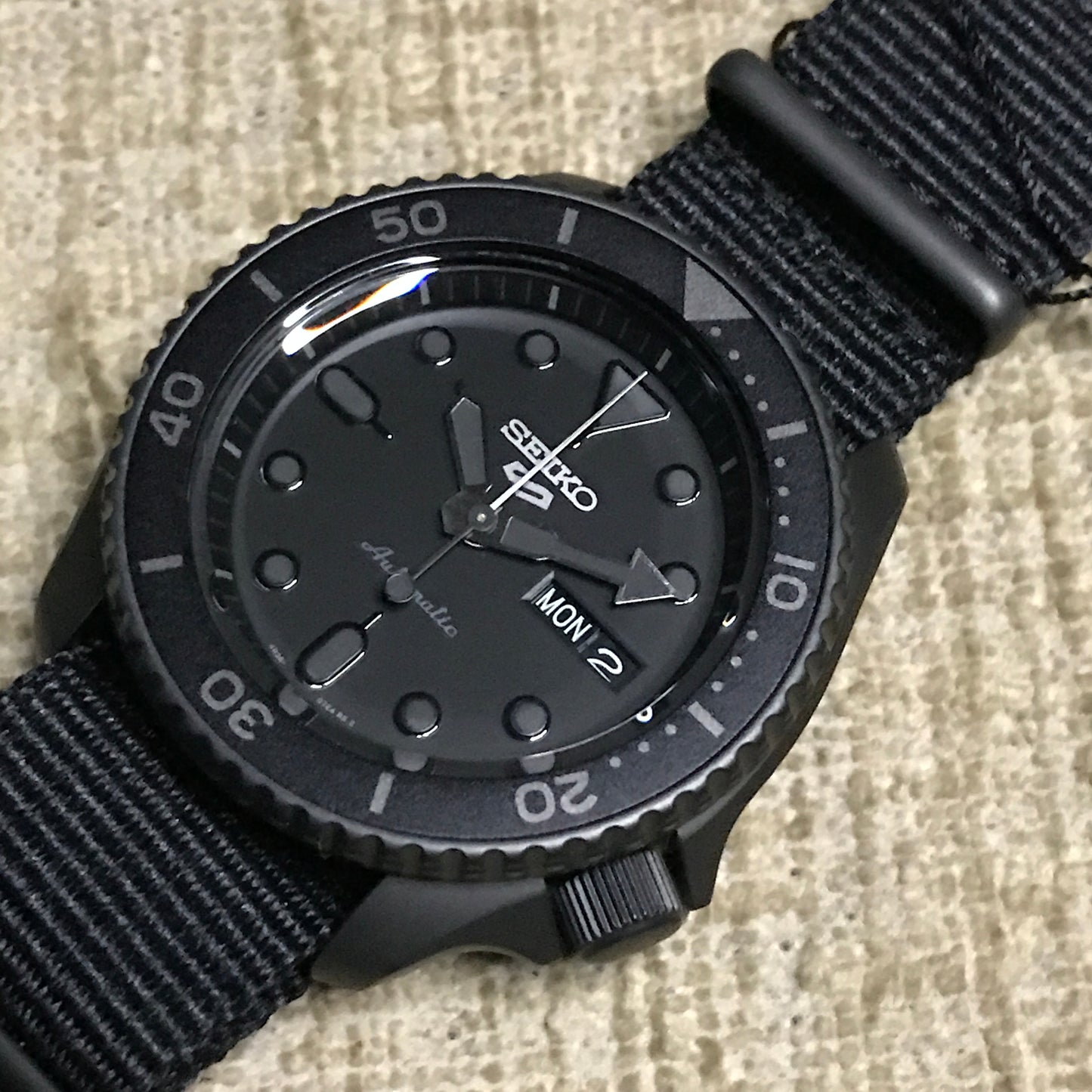Seiko 5 Sports SRPD79K1 Japan Movement Stealth Automatic Gents Watch with Nylon Strap