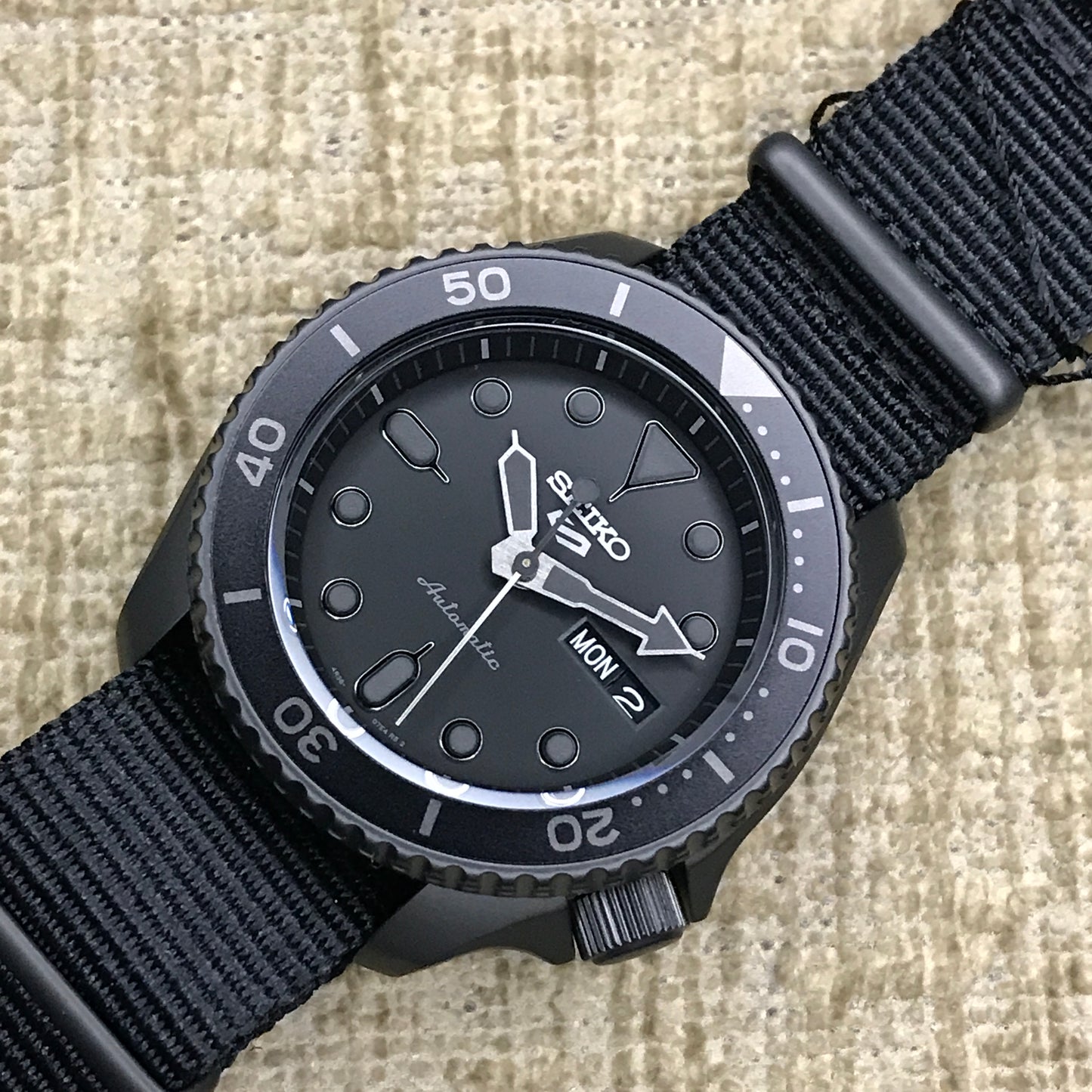 Seiko 5 Sports SRPD79K1 Japan Movement Stealth Automatic Gents Watch with Nylon Strap